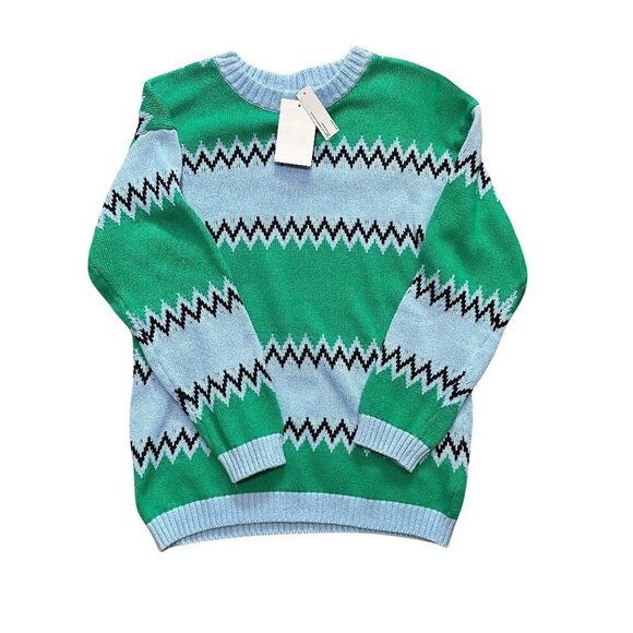 NEW H&M Kids Jacquard-knit Sweater Light blue/patterned - Picture 4 of 4